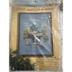 Vintage Paragon Needle Craft "Mabry Grist Mill" Creative Crewel Stitch Picture